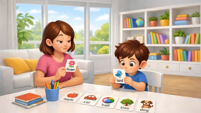 Mother and son, learning, education and homeschooling