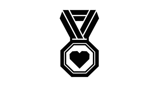 Heart shaped medal icon symbol.