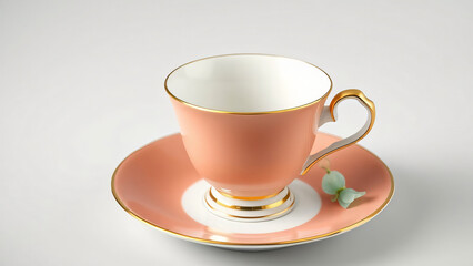 Fototapeta premium White Cup of Coffee and Tea with Milk on Saucer Isolated on White Background