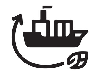 Obraz premium Eco friendly maritime transport line icon of a cargo ship with circular arrow and leaf representing sustainable shipping logistics