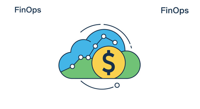 FinOps concept icon showing cloud computing cost optimization and financial management.