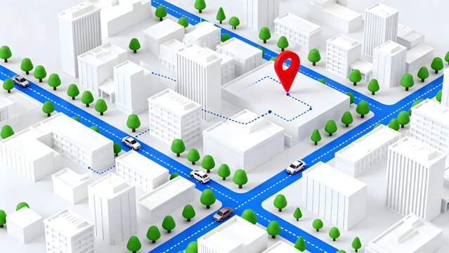 Miniature cityscape with roads and cars