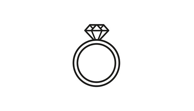 simple outline diamond ring, symbol of love and commitment, elegant jewelry icon