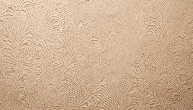 Beige Textured Organic Fiber Paper Background Features Natural Grain And Rough Deckle Edges On Cream Surface