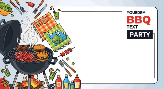 BBQ party invitation card template.