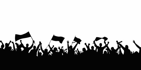 Naklejka premium Crowd Silhouette Against White Background A Dynamic Black Representation