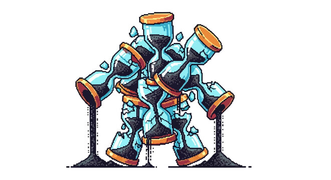 Abstract Concept of Time Flowing Through Hourglasses.