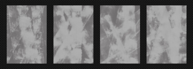 Grunge poster template featuring punk aesthetics, rough textures, distressed vector illustration overlays set. Vintage halftone dots perfect for retro street art background collection. © Konstantin