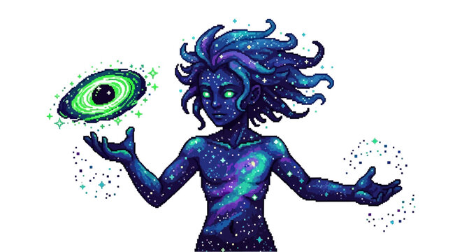 Cosmic Being Holding a Galaxy in Hand.