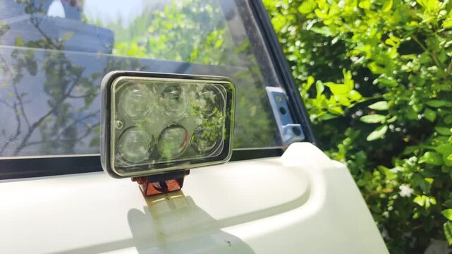 Golf cart headlight represents essential vehicle parts for maintenance. Modern LED golf cart headlight acts as reliable replacement component, upgrading automotive lighting and electrical supply.