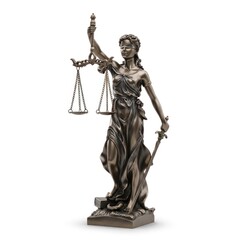 Fototapeta premium Statue of Lady Justice holding scales and sword, symbolizing law and order.