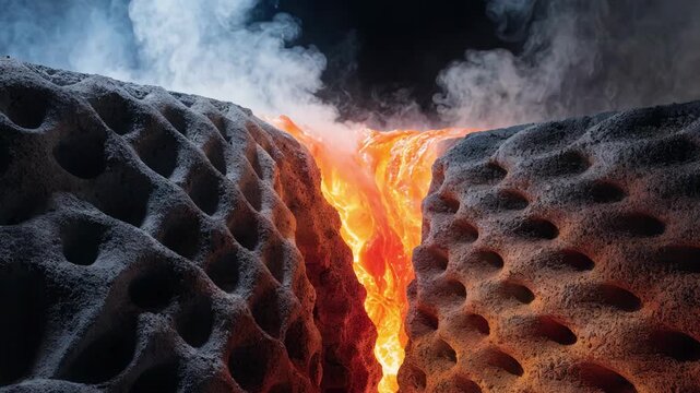 Medium shot of installed furnace walls featuring innovative selfhealing refractory linings restoring integrity during industrial operation.