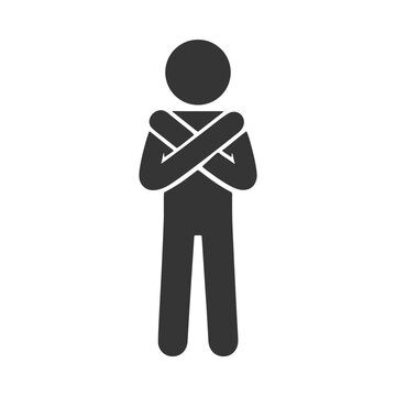 NOのジェスチャーをする人物のシルエットアイコン	