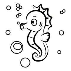 Little seahorse swimming among bubbles © Satrio