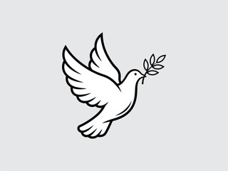 Fototapeta premium Dove with Olive Branch Flying Illustration.
