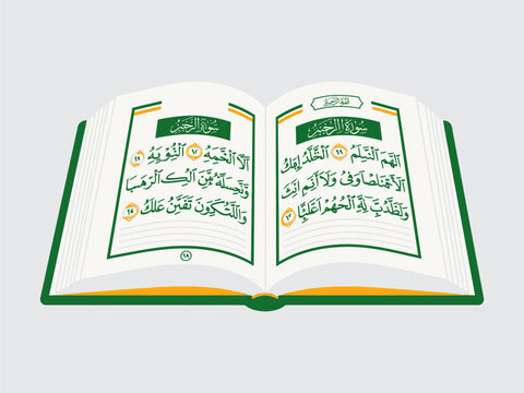 Open Quran Book with Arabic Calligraphy.
