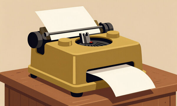 warm soft light illuminates antique brass telegraph machine meticulously prints blank paper strip weathered