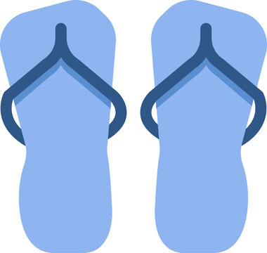 해변에서 신는 파란색 쪼리 슬리퍼 한 켤레