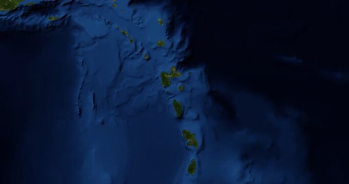 Terre-de-Haut Island on Globe. Zoom into the island with Earth spinning in space. Locating position on high detail physical world map. Elements of this image furnished by NASA.
