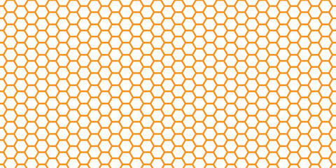 A seamless geometric metal grid pattern background featuring a yellow and orange honeycomb texture with a modern hexagon design © Md Nayan