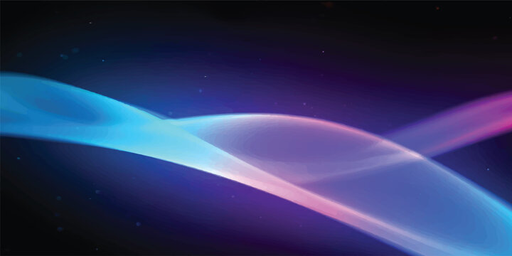 An abstract dark blue background featuring glowing space waves, digital art lines, and a purple starlight energy motion backdrop