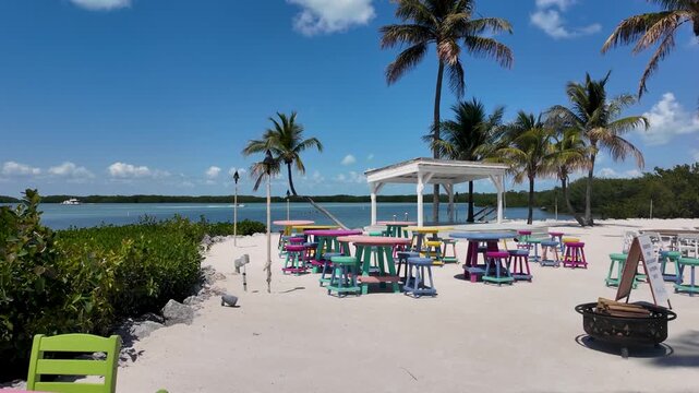 Tropical beach and waterfront wedding location with palm trees in Islamorada, Florida Keys