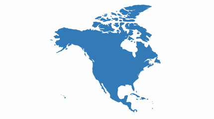 Fototapeta premium Blue map of North America continent.