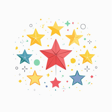 Colorful Stars and Confetti Illustration