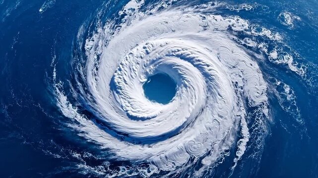 Spiral cloud formation over ocean