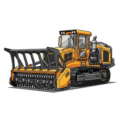 Obraz premium Heavy duty forestry mulcher machine in yellow color with isolated background