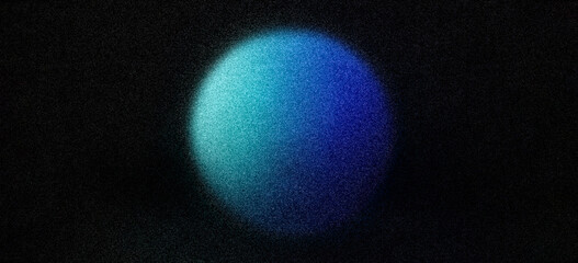 Dark grainy gradient background with cyan blue and black glowing abstract globe, soft noise texture and blurred radial shape, modern design for website header, banner, poster, cover or wallpaper © BORT GRAPHIC
