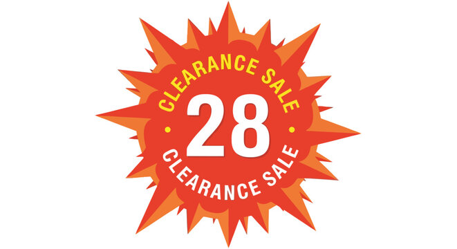 Clearance Sale 28% Off Burst Icon, Retail Discount Offer, Special Promotion Graphic