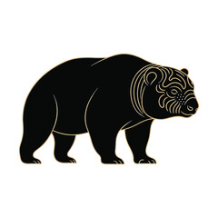 Fototapeta premium Minimalist black vector silhouette of a pacarana, a rare South American rodent, isolated on a white background. Detailed side profile of Dinomys branickii for nature and wildlife design projects.
