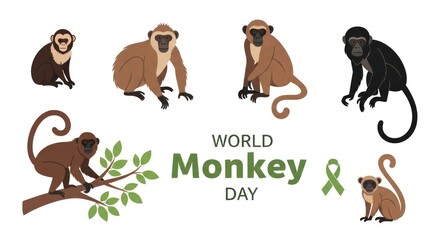 Naklejka premium World Monkey Day Awareness Illustration.