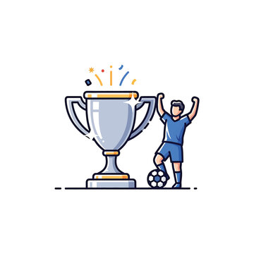 Soccer player with trophy cup.