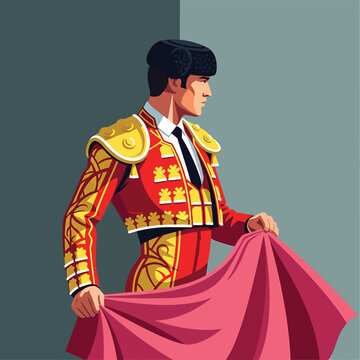 Man in matador costume holding cape.