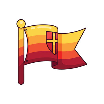 Flag with Cross Symbol on Pole.