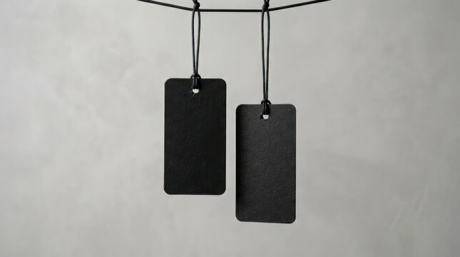 Blank Black Hanging Price Tags Mockup