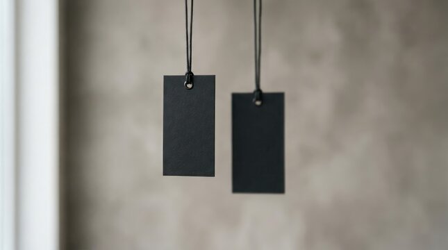 Blank Black Hanging Price Tags Mockup