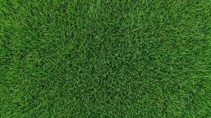 Fototapeta premium Vibrant green grass viewed from directly above, showcasing a dense, uniform texture across a wide natural expanse.