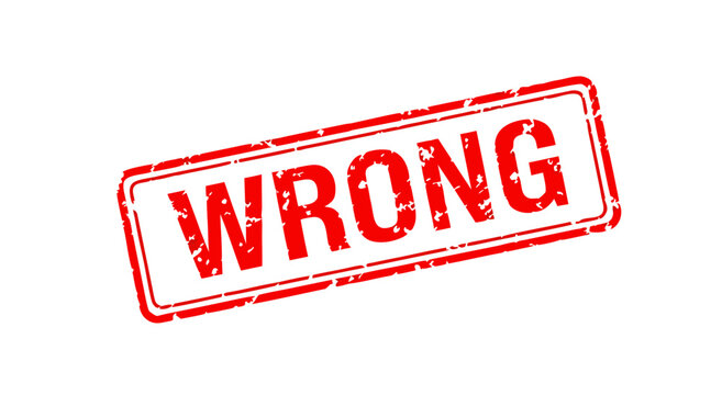 Red Stamp Vector Illustration Saying Wrong On White Background - a8