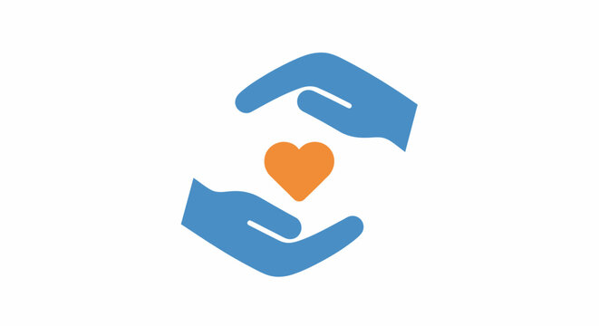 Hands holding a heart symbol.