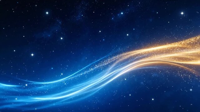Starry sky with glowing cosmic waves