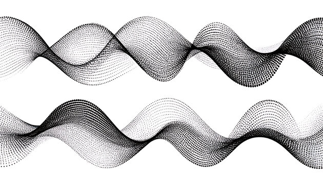Two black dot-patterned wavy lines, abstract background, scientific or musical wave representation, subtle texture