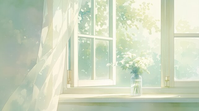 朝の光が差し込む静かな部屋