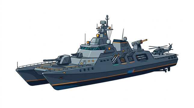 Modern Military Missile Corvette Warship Vessel.