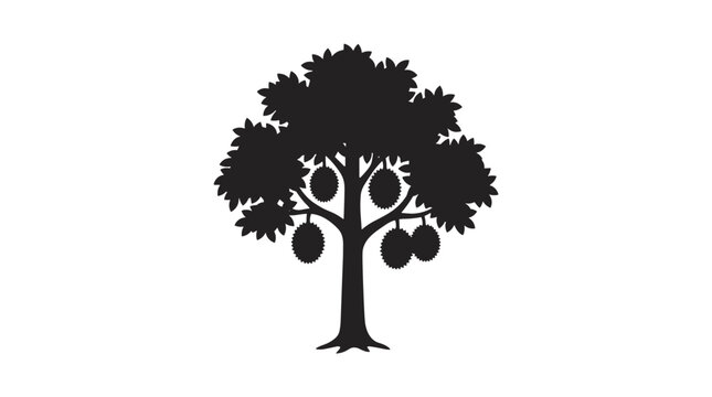 Silhouette of a Jackfruit Tree with Ripe Fruits.