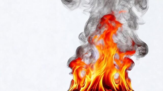 Flames and smoke rising