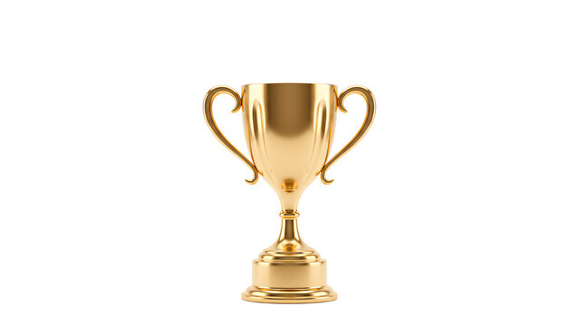 Golden Trophy Cup Isolated on White Background With Clean Studio Lighting