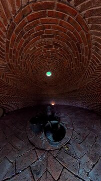 Entering mexican temazcal for traditional sweat lodge ceremony